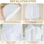 White Wedding Arch Backdrop Cover 7.2ft and 6ft Draped Arch Covers Stretchy Backdrop Spandex Balloon Arch Covers for Bridal Shower Baby Shower Engagement Photography Birthday Party Decorations - Image 7