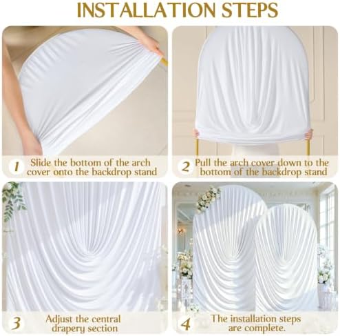 White Wedding Arch Backdrop Cover 7.2ft and 6ft Draped Arch Covers Stretchy Backdrop Spandex Balloon Arch Covers for Bridal Shower Baby Shower Engagement Photography Birthday Party Decorations - Image 7
