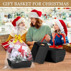 AFOROEOA 20 Pack Black Gift Baskets Empty, 10x8 Thick Paper Basket with 20 Clear Bags and 20 Pull Bows, Black Empty Gift Baskets for Halloween Corporate Birthday Wedding Luxury Bulk Wrapping - Image 5