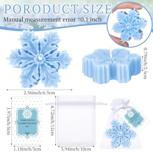 Treela 24 Sets Snowflake Candles Scented Party Favors Blue Gradient Winter - Image 6