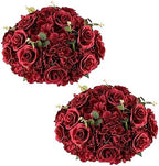 Burgundy Flowers Balls for Centerpieces: 15.7in Diam, Set of 2 by CreatedforWeddingsandHome