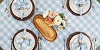 DII Buffalo Check Collection, Classic Farmhouse Tablecloth, 70" Round, Light Blue & White (Pack of 12) - Image 6