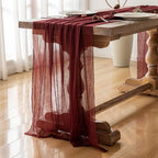 6Pcs Burgundy Cheesecloth Table Runner 120 Inches for Party Home Decor - Image 5