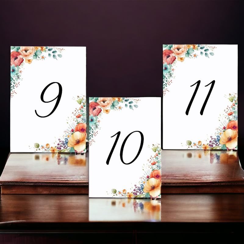 Multi Flower Design Table Number Cards Double Sided Party Table Numbers for Reception Baby Shower Anniversary Birthday Bridal Party 5x7 100 Pcs - Image 3