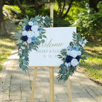 Artificial Dusty Blue Wedding Arch Flower Swags Set of 2 for Welcome Signs Floral and Wedding Reception Ceremony Decorations, White Flowers Decor - Image 2