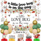 Love Bug Baby Shower Party Decorations - A Little Love Bug is On The Way Banner Backdrop Wildflower Insect Themed Honeycomb Centerpieces Hanging Swirls, for Ladybug Butterfly Gender Reveal Supplies by Blisstock