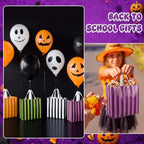 Crtiin 100 Pcs Plastic Striped Gift Bags with Handles, Dark Color - Image 6