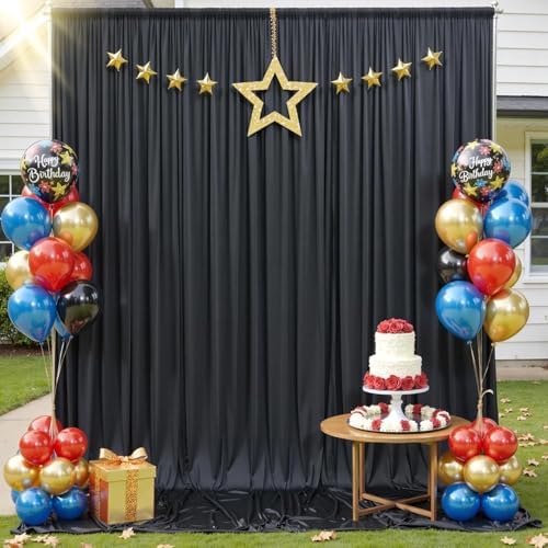 40ftx12ft Black Wrinkle Free Backdrop Curtains for Wedding Parties, 8 Panels 5x12 ft Long Silky Polyester Fabric Backdrop Drapes Black Photo Back Drop Cloth for Graduation Photography Background - Image 6