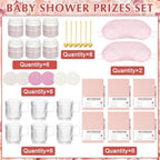 Ctosree 6 Set/48 Pcs Pink Baby Shower Game Prizes for Winners Include Ceramic Mug, Spoon, Notebook, Pen, Coaster, Scented Candle, Eye Mask and Gift Box for Wedding Bridal Baby Shower Games Prize Gift - Image 2