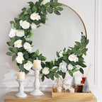 Aneco 8 Pack 64 FT White Flower Artificial Rose Vines Roses Fake Vine Flowers Plants Party Supplies for Holiday Wedding Garden Craft Art Decoration - Image 6