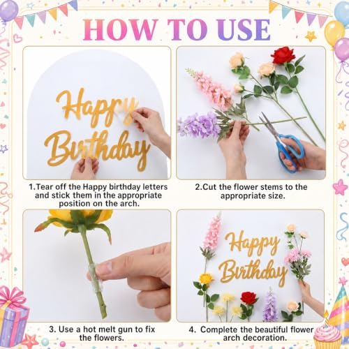 26 Pcs Happy Birthday Floral Backdrop Arch Baby Shower - Image 3