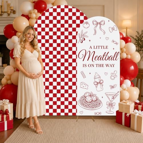 ZestZing 2pc Little Meatball Baby Shower Arch Backdrop Covers 7ft 6ft - Image 5