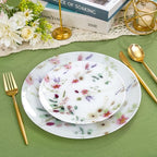 LIYH 32Pcs Pink Floral Heavy Duty Plastic Plates Set for Wedding Party - Image 2