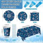 Funnymoom 452 Pcs Dark Blue Winter Snowflake Party Supply 50, Plate Cup set - Image 2