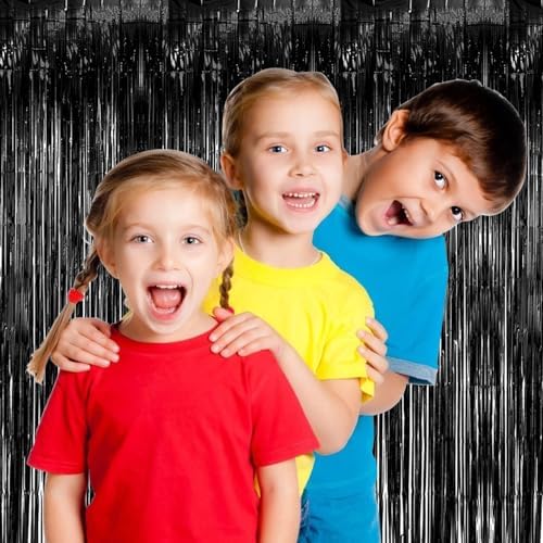 20 Pack Black Party Streamers Backdrop Tinsel Foil Fringe Curtains Halloween Party Decorations Birthday Wednesday Twilight Party Decorations Graduation Wizard Party Supplies - Image 4
