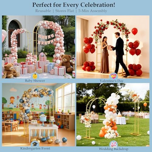 7.2FT 6FT Wedding Arch Backdrop Stand Set of 2, Balloon Arch kit - Image 7