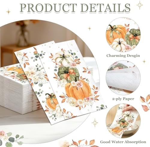 MEHOFOND Fall Pumpkin Baby Shower Backdrop Balloon Arch Kit, with 100 Pack napkins, Fall Pumpkin Placemats Set of 4 - Image 7