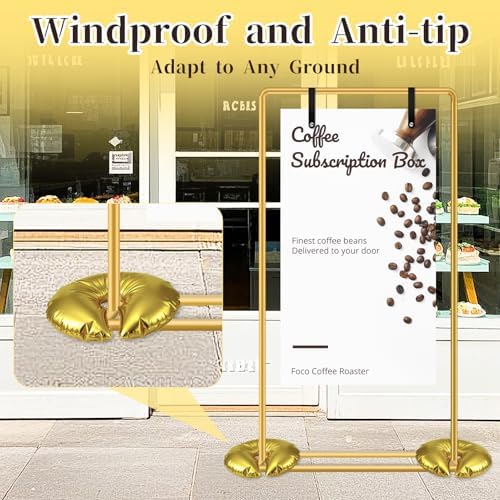 Wedding Welcome Sign Stand, Adjustable Gold Welcome to our Wedding Sign Holder Metal Easel with Design Bundle, Leather Hanging Straps, Water Bag and Ribbon - Image 2