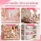 Novabright 8 Pcs Baby Shower Wooden Vintage Rocking Horse Table Decoration, Rocking Horse Decor Baby Shower Centerpieces Decor Rustic Tabletop Figurines for Wedding Birthday Party Decorations(Pink) - Image 4