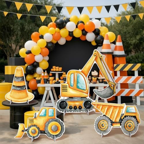 4 Pcs Construction Party Decoration Large 23.62 Inch Construction Cardboard Cutout, Truck Themed Birthday Decorations Photobooth Props Backdrop Yard Signs for Lawn Garden Classroom Decor - Image 4