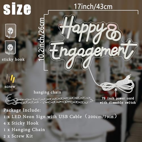 Happy Engagement Neon Sign Dimmable Engagement Party Led Neon Signs - Image 2