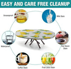 Lemon Love Print Tablecloth Oval Wipeable Spillproof Elastic for Anniversary Bachelorette Party Baby Shower Fits for 48" x 68" Oval Table - Image 3