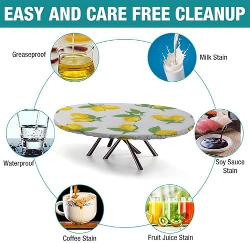 Lemon Love Print Oval Tablecloth Greaseproof Waterproof Elastic for Dining Table Buffet Parties and Camping Fits for 42" x 60" Oval Table - Image 3