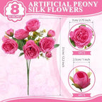 8 Bundles Artificial Peony Centerpiece Flowers,Hot Pink - Image 2