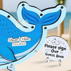 Whale Guest Book Alternative, Personalized Wooden Ocean Wedding Keepsake - Image 5