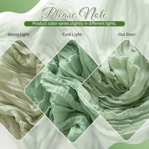 Sage Green Boho Cheesecloth Table Runner 12 Pack 17x108 Inch Sheer Gauze - Image 5