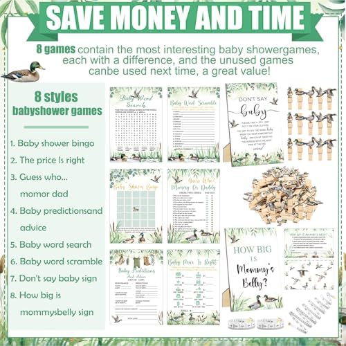Funnymoom 426 Pcs Mallard Duck Baby Shower Games, 8 Activities Set - Image 4