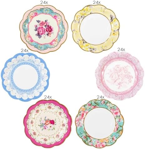 Talking Tables 144 x Bulk Pack Floral Disposable Paper Plates Pretty Fancy Plates Afternoon Tea Party Table Decorations for Birthday Mother`s Day Baby Shower Wedding, Bridal Shower 6.7 Inches - Image 2