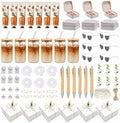 74Pcs Baby Shower Prizes for Game Winners Include Glass Tumblers with Lids and Straws, Hand Creams, Jewelry Boxes, Sunglasses, Powder Puffs for Baby Shower Wedding Bridal Shower Favors (White, 6) by Rigibright