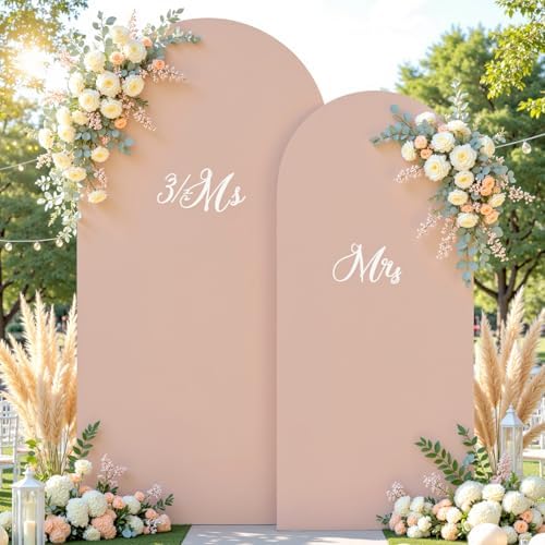 Nude Photo Arch Backdrop Cover Set of 2 Spandex 7.2 and 6ft Arch Covers Stretchy Backdrop Party Arch Stand Covers for Birthday Party Baby Shower Wedding Bridal Shower Banquet Background Decorations - Image 4
