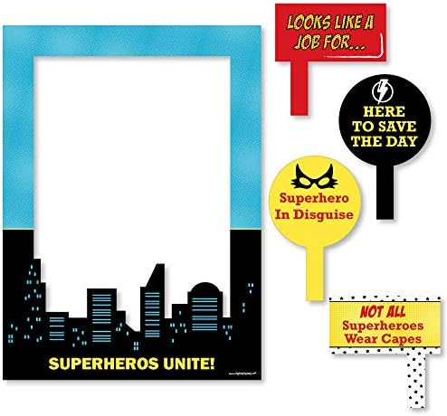 Big Dot of Happiness Bam Superhero - Birthday Party or Baby Shower Selfie Photo Booth Picture Frame and Props - Printed on Sturdy Material by BigDotofHappiness