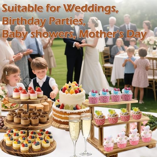 Esmorah Rustic Wooden Dessert Table Display Set of 6, Cupcake Stand - Image 5