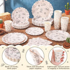 Domensi 250 Pcs Western Cowboy Paper Plates Napkins and Cups Serve 50 - Image 2