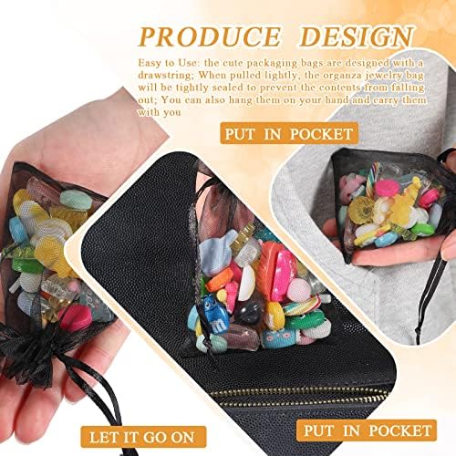 Woanger 500 Pcs Black Organza Bags Bulk 3 x 4 Inch Small Drawstring Mesh Gift Bags Sheer Jewelry Pouches Sachet Candy Pouch for Wedding Favor Holiday Festival Birthday Party Shower (Pack of 2) - Image 5
