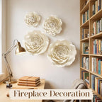 4pcs Large Book Page Paper Flowers Wall Decor Handmade 3D Vintage Literary Style Flowers with Nano Tape 4 Sizes (7"-13") for Wedding Nursery Party Home Set of 4 No Stem - Image 4