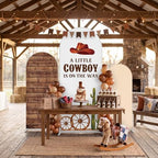 Tingjoo 3 Pcs a Little Cowboy is on The Way Baby Shower Arch Backdrop Cover - Image 5