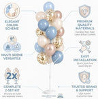 HIINS Balloon Column Kit Set of 2 with Dusty Pastel Blue Gold Balloon Base&Pole,Balloon Tower Backdrop Decoration for Wedding, Baby Shower, Birthday Party, Bridal Engagement - Image 3