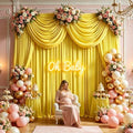 Gallety Yellow Backdrop Curtain for Wedding, Polyester Photography Backdrops Curtains - 20FT x 10FT Photobooth Backdrop Curtains for Celebration,Birthday, Outdoor Activities,Graduation Decorations by Creativepartyuniquedecorat