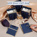 Yeaqee 100 Pcs Mini Paper Gift Bags with Handles Tag, Navy Blue, Gold - Image 4