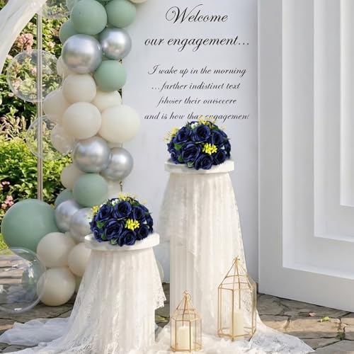 6 PCS Navy Blue Roses Flower Balls for Centerpieces - Image 6