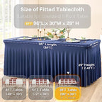 4 Pack Spandex Navy Blue Tablecloths for 8 Foot Rectangle Tables, Fitted Table Cloth 8ft Stretchy Tablecover Skirt for Parties Weddings Birthday Banquet Baby Shower - Image 5