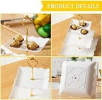Sawysine 6 Pack 3 Tiered Serving Tray White Plastic Dessert Tower, Gold - Image 3
