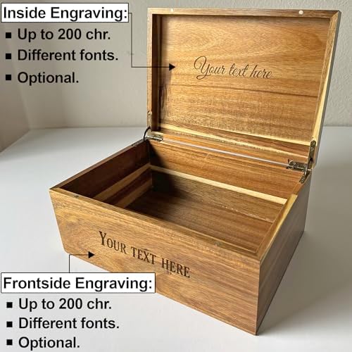 Wooden Keepsake Box Large Personalized Memory Box, Acacia Wood Chest - Image 4