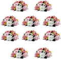 10Pcs Artificial Rose Balls for Centerpieces (Dusty Pink & White) by QUTUNI