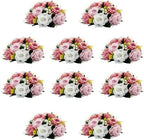 10Pcs Artificial Rose Balls for Centerpieces (Dusty Pink & White) by QUTUNI