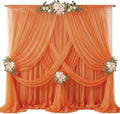 40ft x 10ft Orange Backdrop Curtains, Wrinkle-Free Sheer Chiffon Fabric Photo Backdrop Drapes for Wedding Arch Party Ceremony Stage Photography Decorations by WishCare
